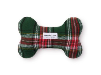 Holly Jolly Plaid Flannel Holiday Dog Squeaky Toy