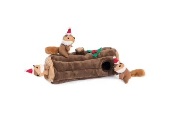 Holiday Zippy Burrow - Yule Log - Christmas Dog Toy