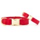 Cranberry Velvet Dog Collar XS Gold