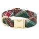 Holly Jolly Flannel Holiday Dog Collar M Gold