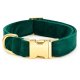 Forest Green Velvet Holiday Day Dog Collar XS Gold