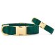 Forest Green Velvet Holiday Day Dog Collar M Gold