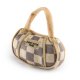 Checker Chewy Vuiton Handbag Squeaker Dog Toy Small Mini