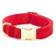 Cranberry Velvet Dog Collar M Gold