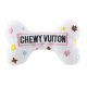 White Chewy Vuiton Bones Squeaker Dog Toy Small / Mini