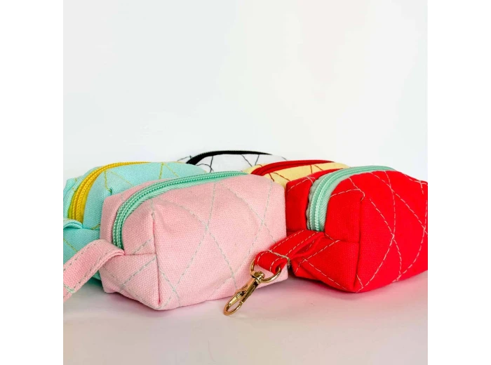 Mini Quilted Bags, Dog Bag Holder, Zipper Bag, Mini Bag Pink
