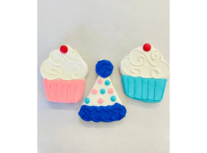 Happy Birthday Fido! Birthday Cake Cookie Pink