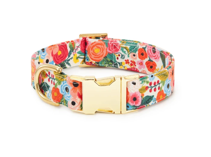 Rifle Paper Co. x TFD Garden Party Dog Collar M Gold