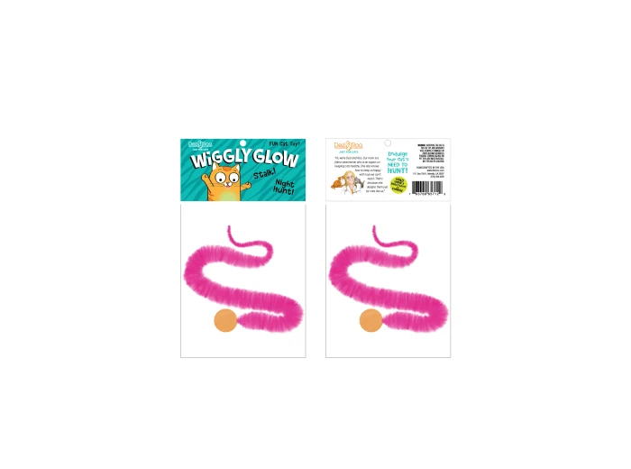 Wiggly Glow - Glow in the Dark Cat Toy Bouncy Ball Free-hanging 4x4 card with sombrero hole