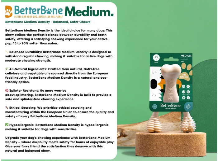 BetterBone MEDIUM - Natural, No Nylon, Softer Than Nylon ECO Unflavored