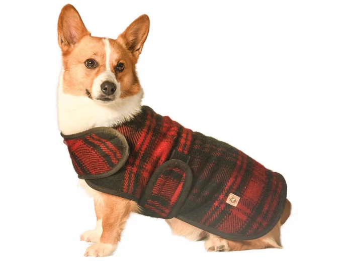Red Plaid Dog Blanket Coat XS