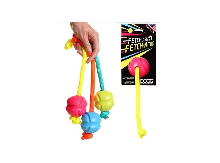 DOOG Fetchables - Fetch-N-Tug Ball & Rope Pink