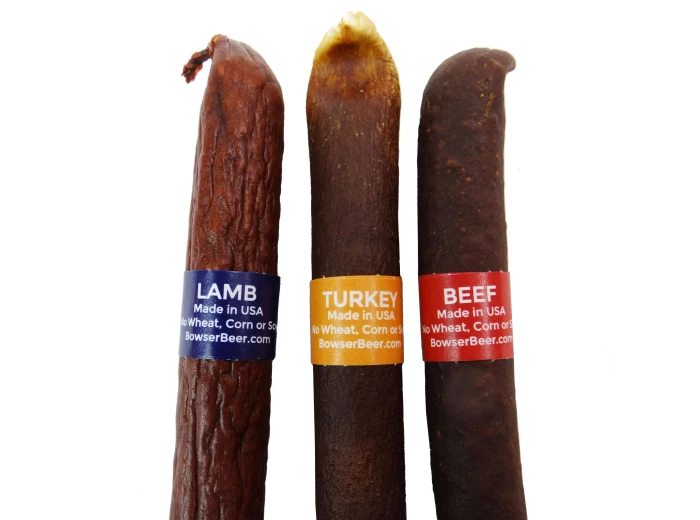 Bowser Doggie Sausage Cigar 25-packs (Turkey, Beef, or Lamb) Lamb