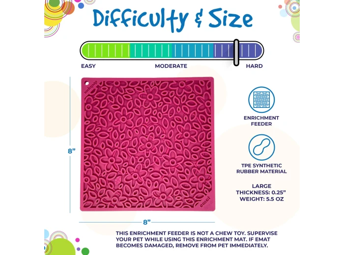 Flower Power Design eMat Enrichment Lick Mat - Pink small pink