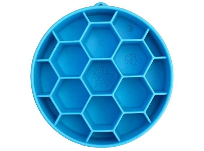 Honeycomb Design eBowl Enrichment Slow Feeder Bowl for Dogs Yellow