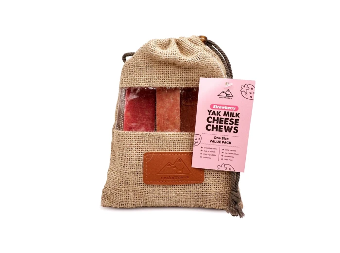 Strawberry Yak Milk Chews - Large Sized 5 Pounds