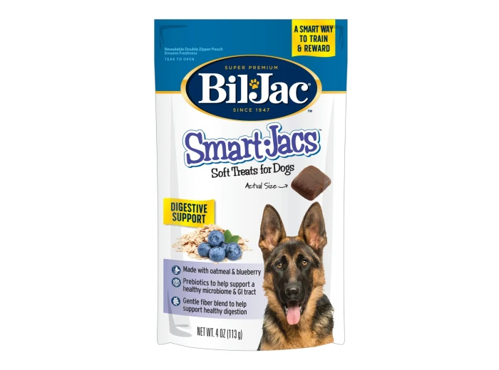 Bil-Jac Smart Jacs Digestive Support Dog Treats Oatmeal/Blueberry 4oz. (Case of 10)