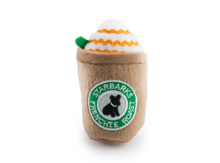 Starbarks Frenchie Roast W/ Straw Squeaker Dog Toy Small / Mini