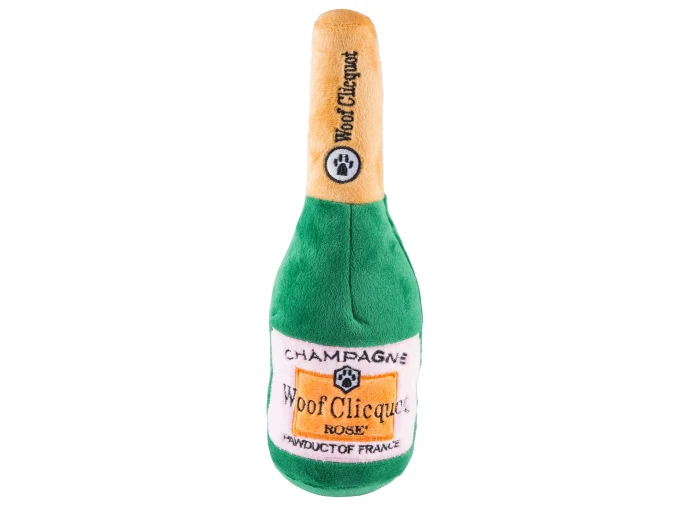 Woof Clicquot Rose' Champagne Bottle Squeaker Dog Toy Large