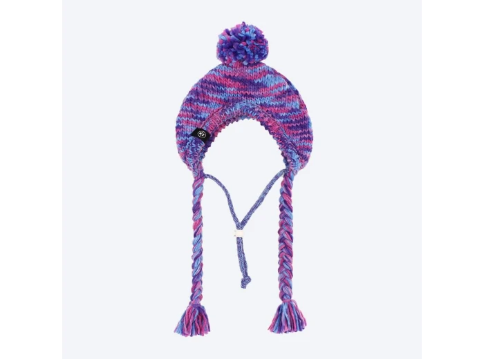 Knit Pom Pom Dog Beanie Hat - Purple & Lavender M (15-45lbs/7-20kg)