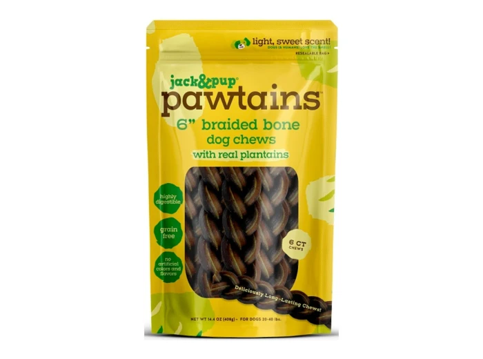 Jack & Pup Dog 14.4oz. Pawtains 6" Braided 6 Count