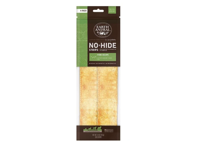 Earth Animal Dog No Hide Strips Pork 4 Pack