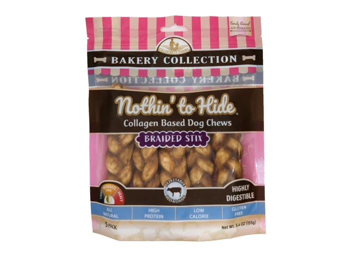 Fieldcrest Farms Nothin' To Hide Bakery Collection Dog Treat Braided Stix, Beef, 1ea/4.5 in, 5 pk