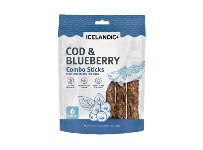 Icelandic Dog Cod & Blueberry Combo Sticks 2oz.