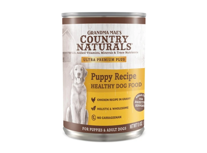 Grandma Mae's Country Naturals Puppy Recipe Wet Dog Food Chicken, 13oz. (Case of 12)