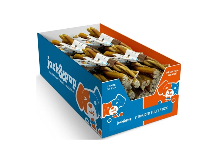 Jack & Pup Braid Bully Stick 6" Display Box (40)