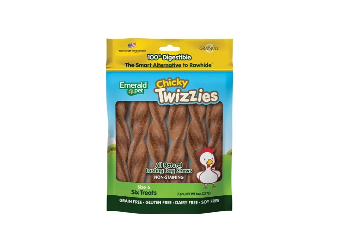 Emerald Pet Chicky Twizzies Dog Treat Chicken 1ea/6 in, 6 pk, 8 oz