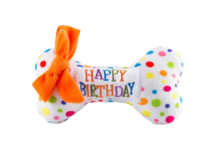 Happy Birthday Bones Squeaker Dog Toy Large