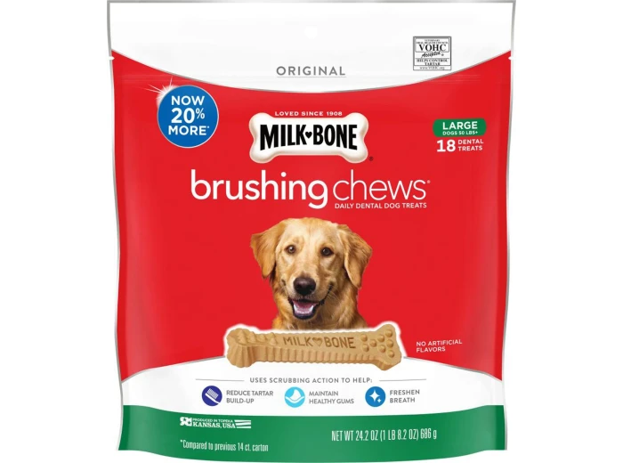 Milk-Bone Brushing Chews Dog Treat Original 1ea/LG, 50+Lb, 18 ct