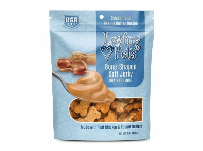 Loving Pets Bone-Shaped Soft Jerky Dog Treat Chicken & Peanut Butter 1ea/6 oz
