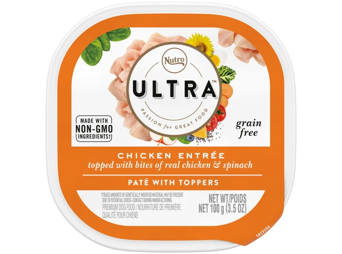 Nutro Products Ultra Grain Free Paté w/Toppers Adult Wet Dog Food Chicken Entree 3.5oz. (Case of 24)