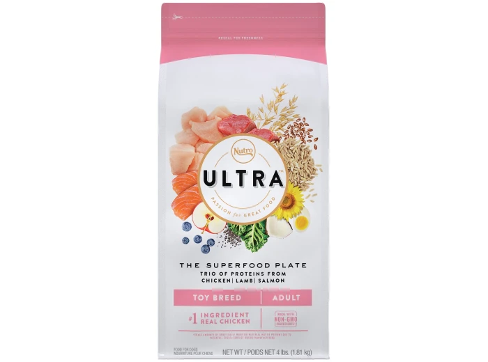 Nutro Products Ultra High Protein Toy Breed Adult Dry Dog Food Trio of Proteins (Chicken, Lamb, & Salmon) 1ea/4 lb