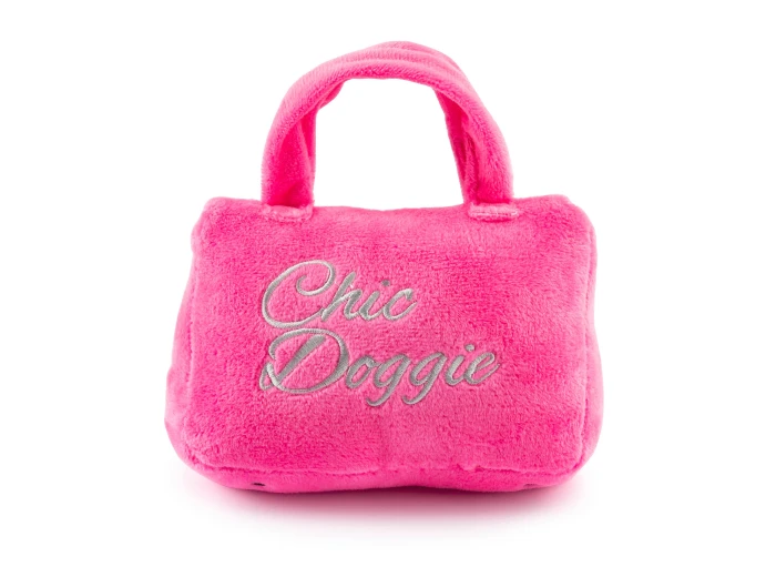 Barkin Bag - *CHIC DOGGIE* Pink w/ Scarf Squeaker Dog Toy Large