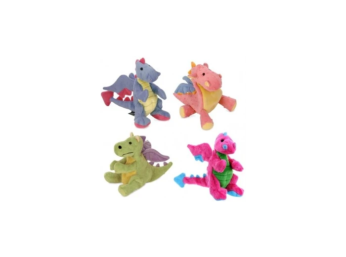 GoDog Dragon Chew Guard Squeaky Plush Dog Toy Large Pink