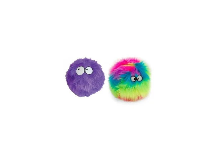 GoDog Furballz Chew Guard Squeaky Plush Dog Toy Large Rainbow