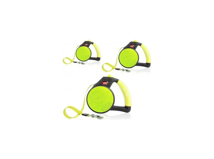 Wigzi Gel Leash - Retractable Yellow Reflective Large