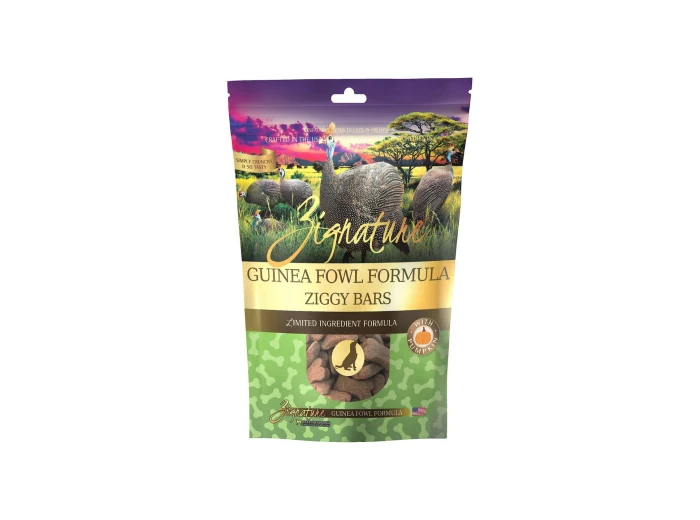 Zignature Dog Ziggy Bar Treat Guinea Fowl 12oz.
