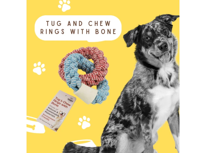 Pet Tug and Chew Toy Rings with Bone All-natural dog toy Pet