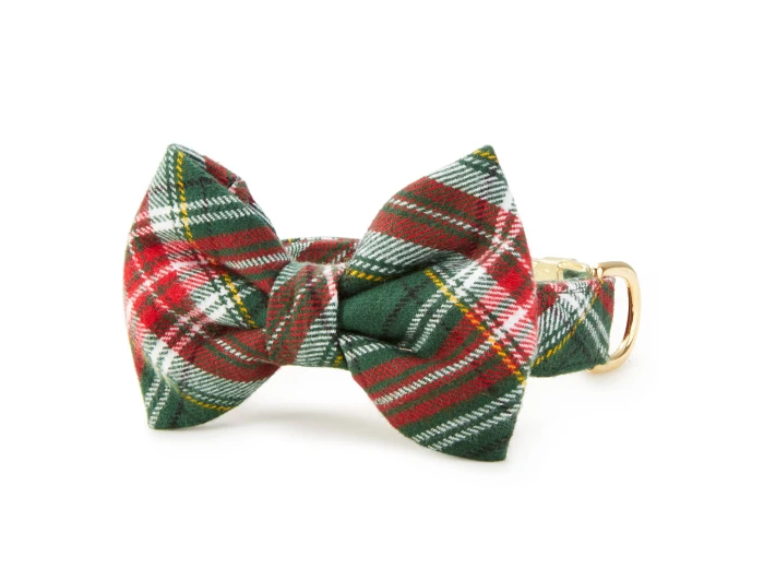 Holly Jolly Flannel Holiday Dog Bow Tie Standard