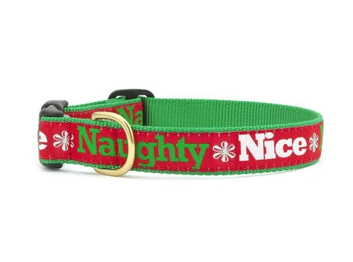 Naughty and Nice Christmas Holiday Dog Collar Narrow