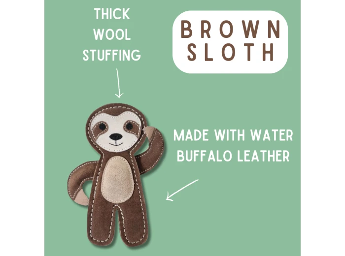 Tuff Toys Pet-friendly eco-sourced Sloth Dog Toy made of all Brown