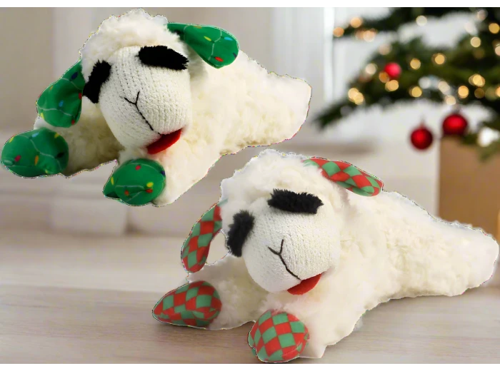 Multipet 10" Holiday Christmas Lamb Chop Plush Dog Toy