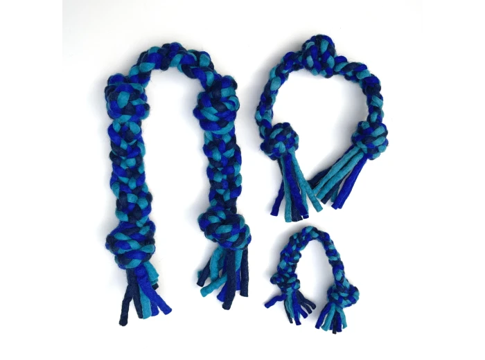 Dharma Dog Toy, Knotted Rope Pull, Blue/Turquoise 15"