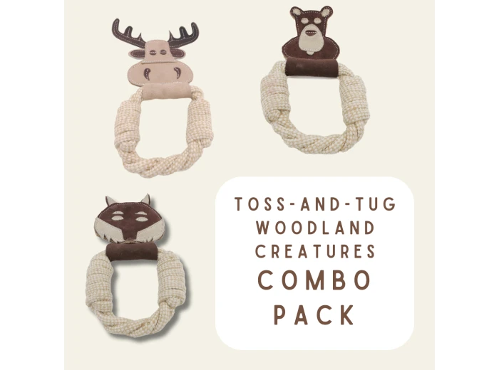 All Natural, Triple Stitched Pet Tug Toy. Durable, pet-safe Fox Tug